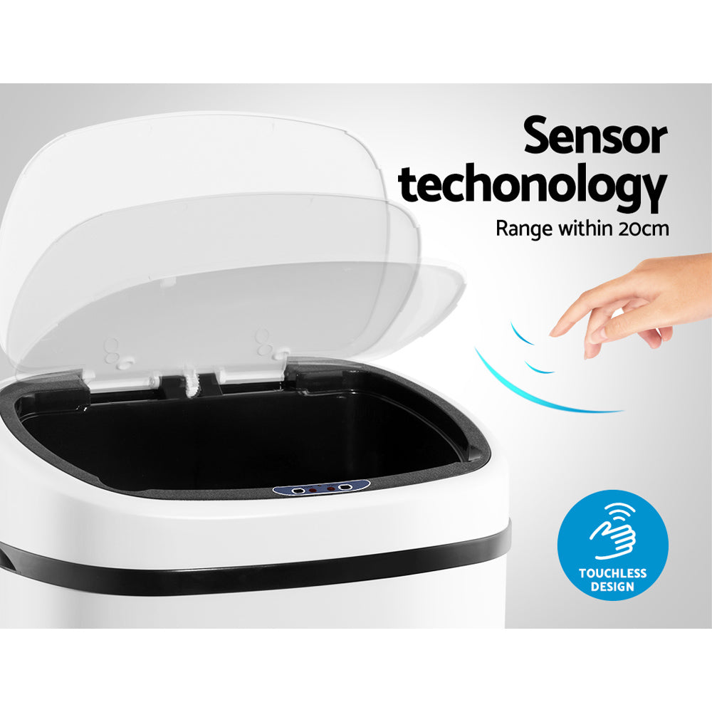 Devanti 68L Sensor Bin White freeshipping - Awezingly