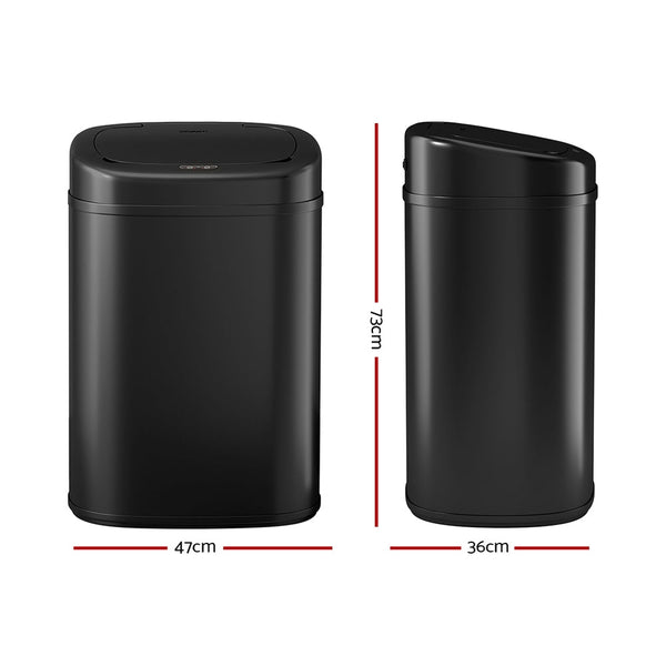 Devanti 82L Motion Sensor Bin Rubbish Waste Automatic Trash Can Kitchen Black Devanti