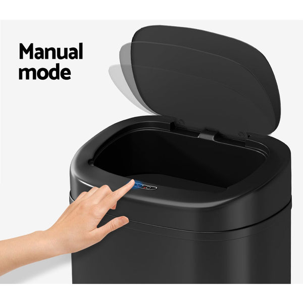 Devanti 82L Motion Sensor Bin Rubbish Waste Automatic Trash Can Kitchen Black Devanti
