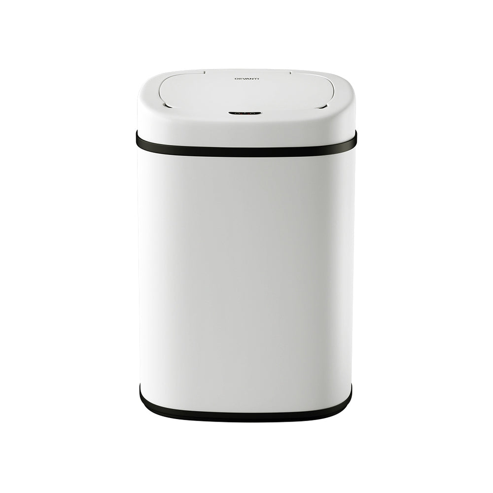 Devanti 82L Motion Sensor Bin Rubbish Automatic White Devanti