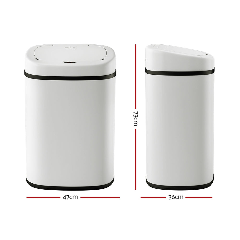 Devanti 82L Motion Sensor Bin Rubbish Automatic White Devanti