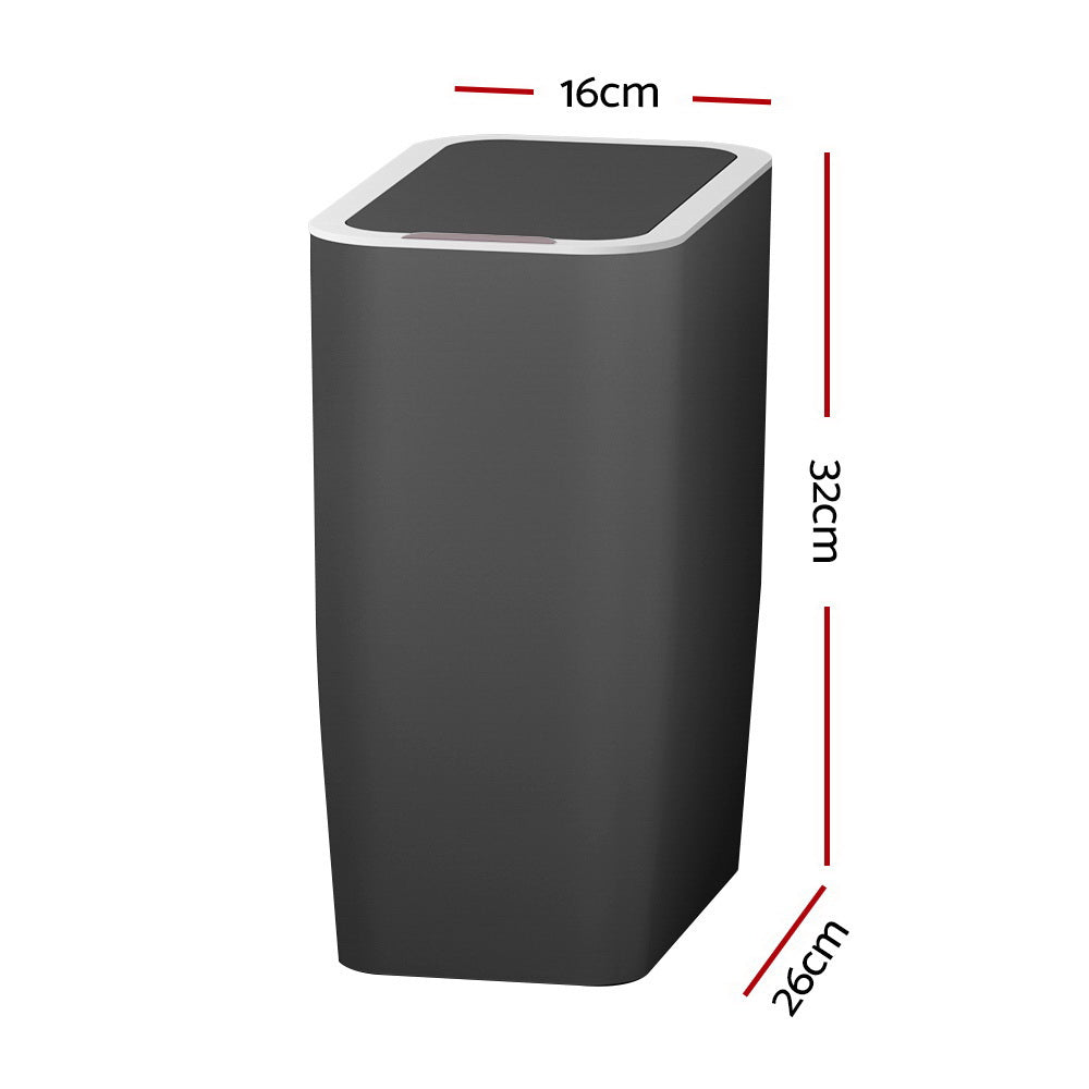 Devanti Motion Sensor Bin Automatic Rubbish Bins Waste Trash Can Ash Black 9L Devanti