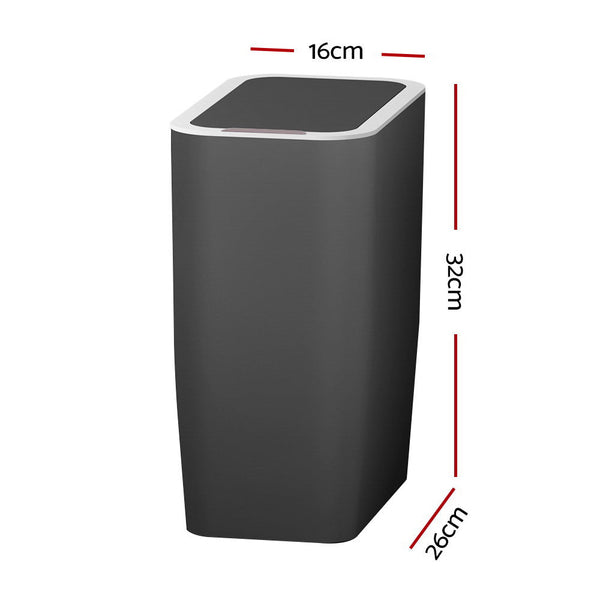 Devanti Motion Sensor Bin Automatic Rubbish Bins Waste Trash Can Ash Black 9L Devanti