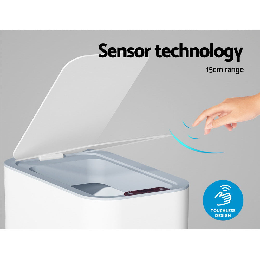 Devanti Motion Sensor Bin Automatic Rubbish Bins Waste Trash Can White 9L Devanti