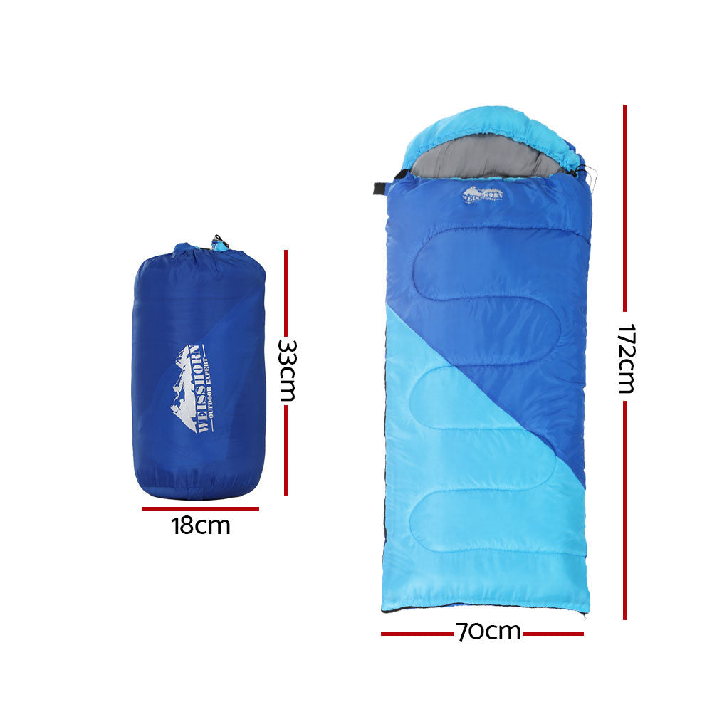 Weisshorn Sleeping Bag Bags Kids 172cm Camping Hiking Thermal Blue Weisshorn