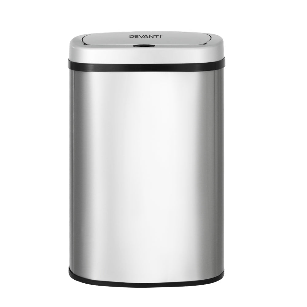 Devanti Sensor Bin Motion Rubbish Stainless Trash Can Automatic Touch Free Bins Devanti