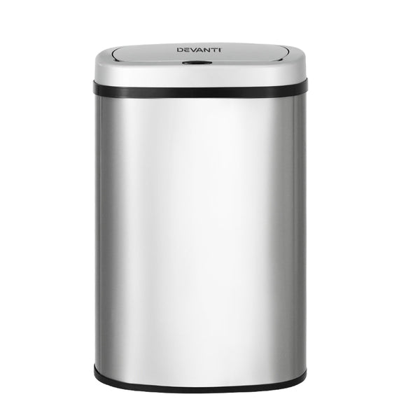 Devanti Sensor Bin Motion Rubbish Stainless Trash Can Automatic Touch Free Bins Devanti