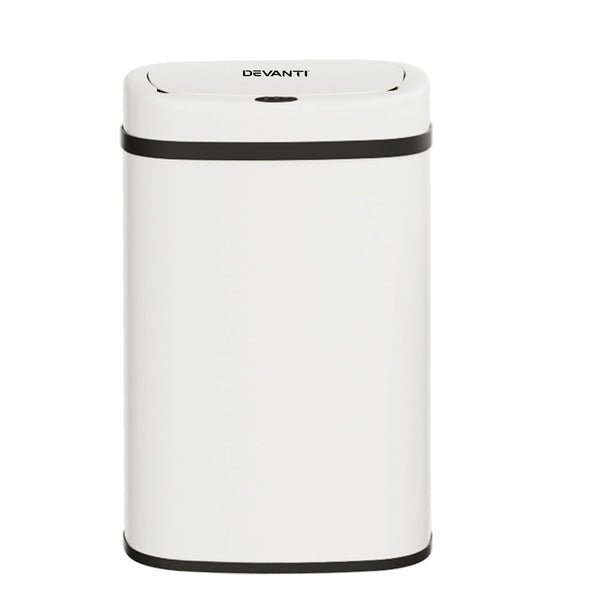 Devanti Sensor Bin Motion Rubbish Trash Can Automatic Touch Free Kitchen White Devanti
