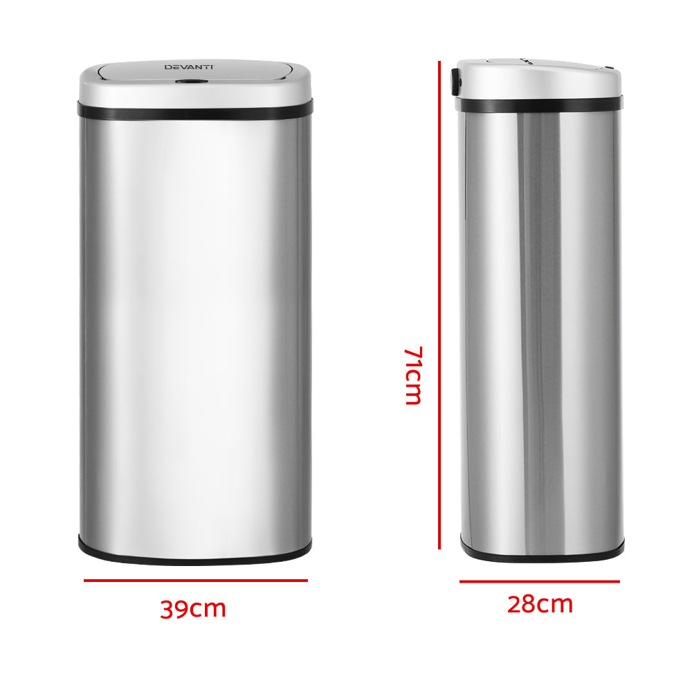 Devanti Sensor Bin 60L Motion Rubbish Stainless Trash Can Automatic Touch Free Devanti