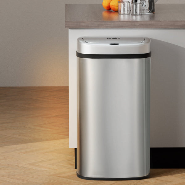 Devanti Sensor Bin 60L Motion Rubbish Stainless Trash Can Automatic Touch Free Devanti