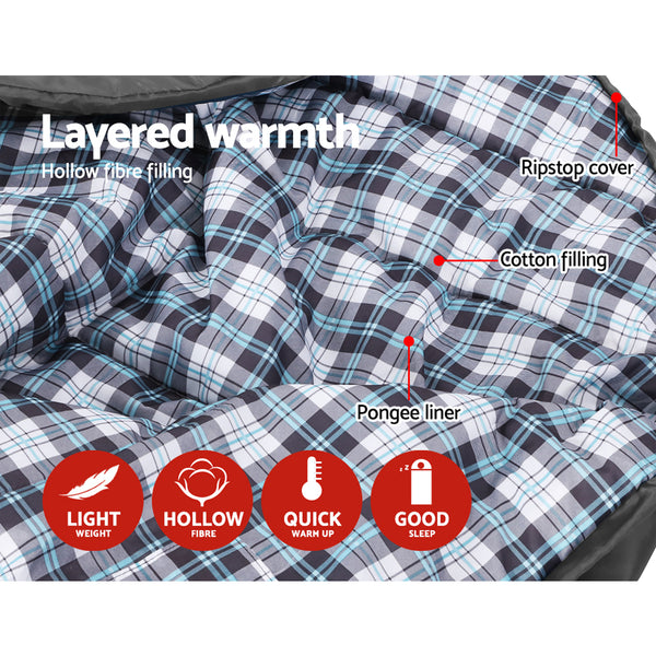 Weisshorn Sleeping Bag Single Camping Hiking Winter Thermal Grey freeshipping - Awezingly