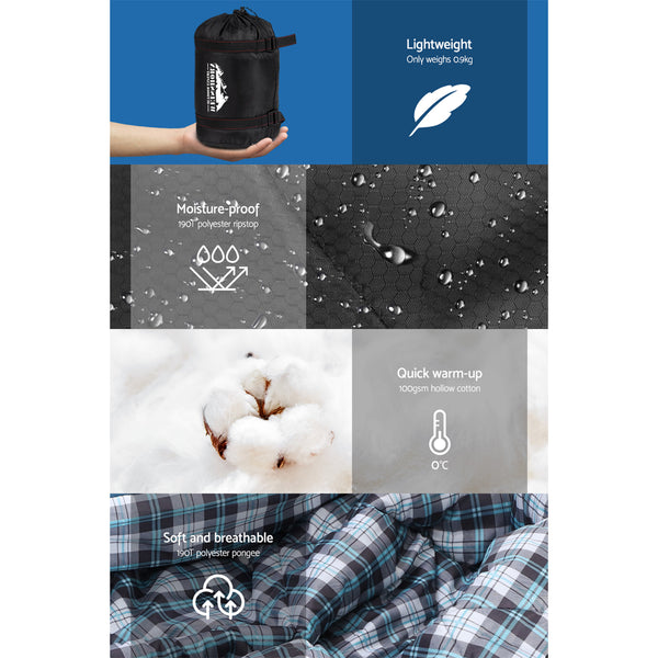 Weisshorn Sleeping Bag Single Camping Hiking Winter Thermal Grey freeshipping - Awezingly