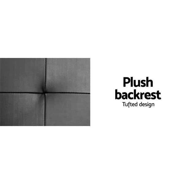 Artiss 3 Seater PU Leather Sofa Bed - Black Artiss