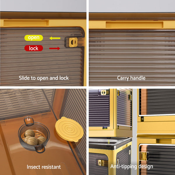 Artiss Storage Container Foldable Stackable Large 5 Sides Open Transparent 115L Artiss