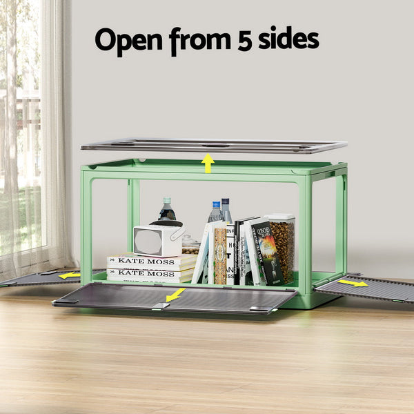 Artiss Storage Container Foldable Stackable Large 5 Sides Open Transparent 140L Artiss