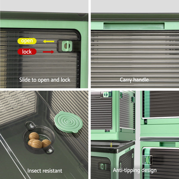 Artiss Storage Container Foldable Stackable Large 5 Sides Open Transparent 140L Artiss