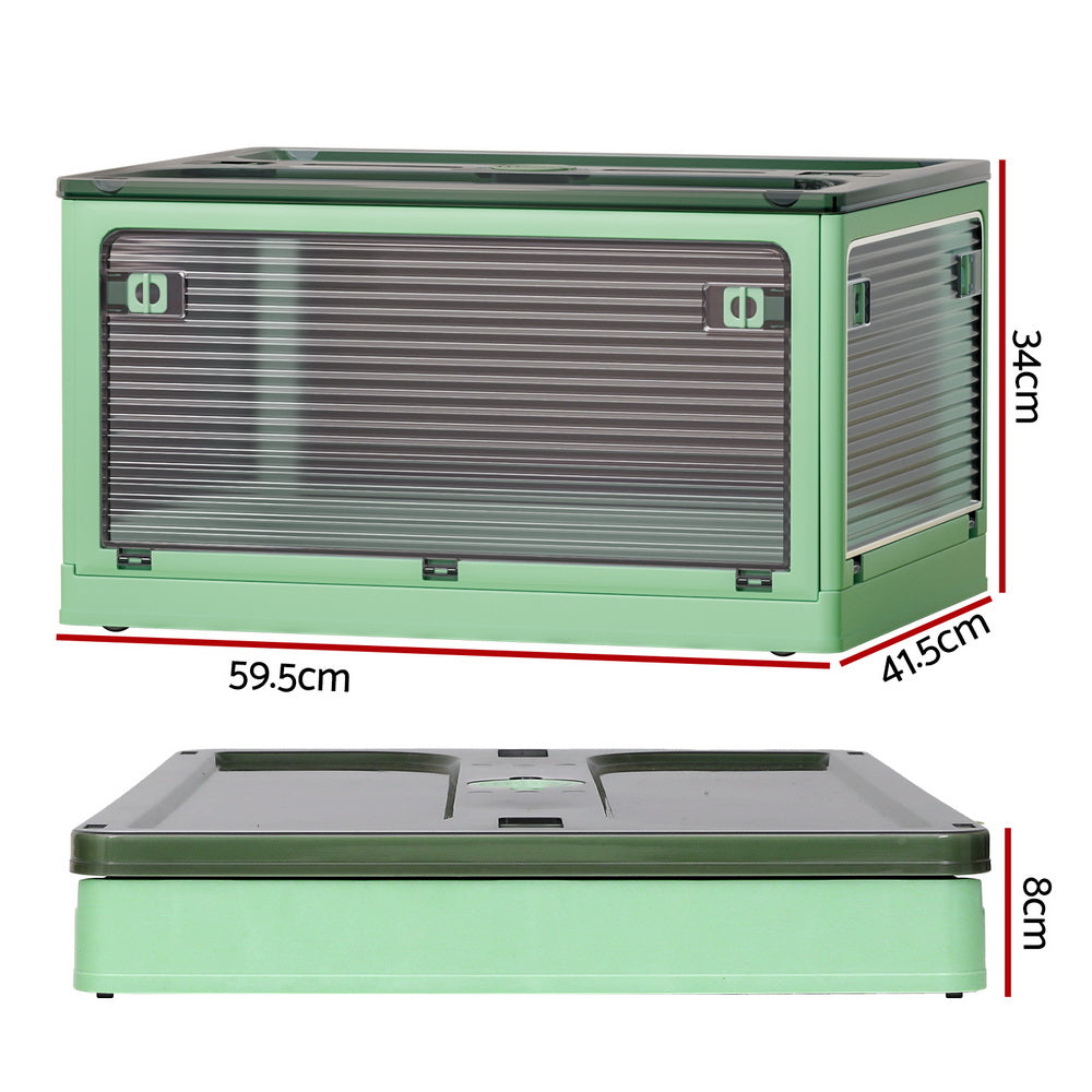 Artiss Storage Container Foldable Stackable Large 5 Sides Open Transparent 82L Artiss