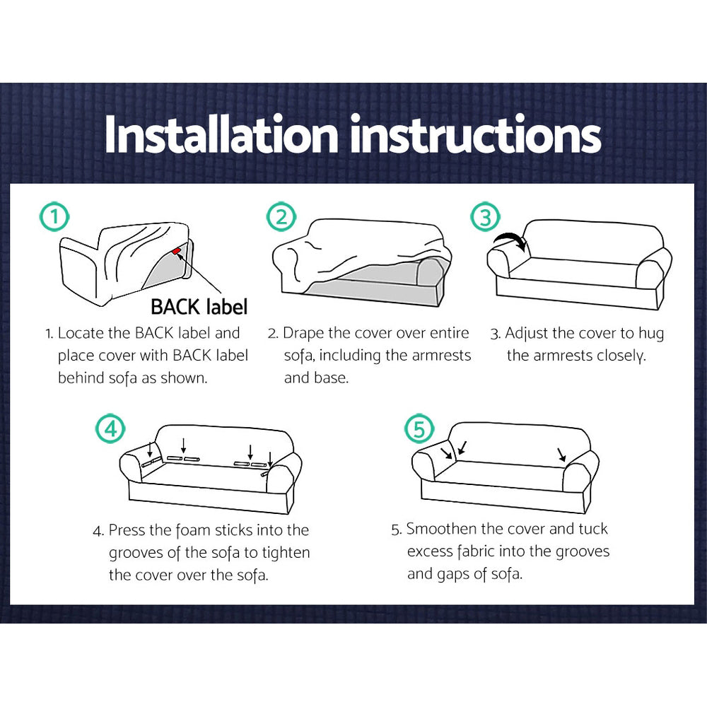 Artiss High Stretch Sofa Cover Couch Lounge Protector Slipcovers 3 Seater Grey Artiss