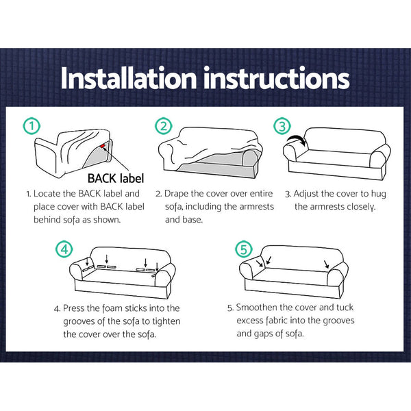 Artiss High Stretch Sofa Cover Couch Lounge Protector Slipcovers 3 Seater Grey Artiss