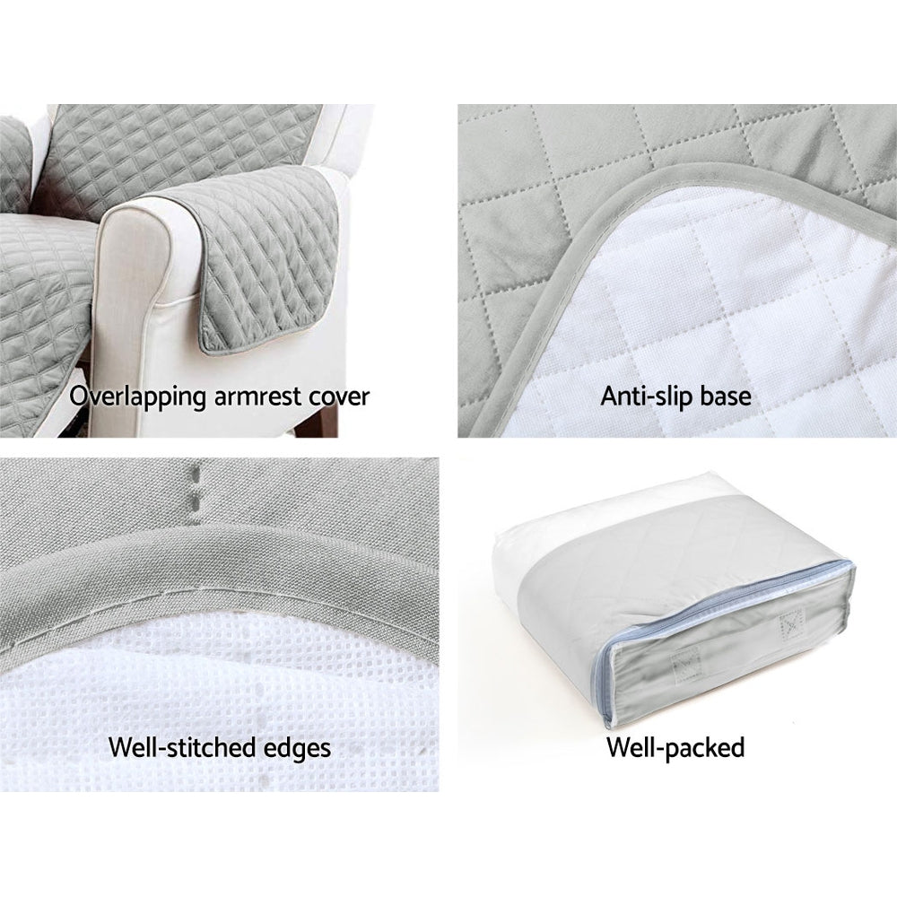 Artiss Sofa Cover Quilted Couch Covers Lounge Protector Slipcovers 3 Seater Grey Artiss