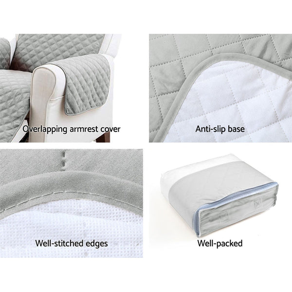 Artiss Sofa Cover Quilted Couch Covers Lounge Protector Slipcovers 3 Seater Grey Artiss