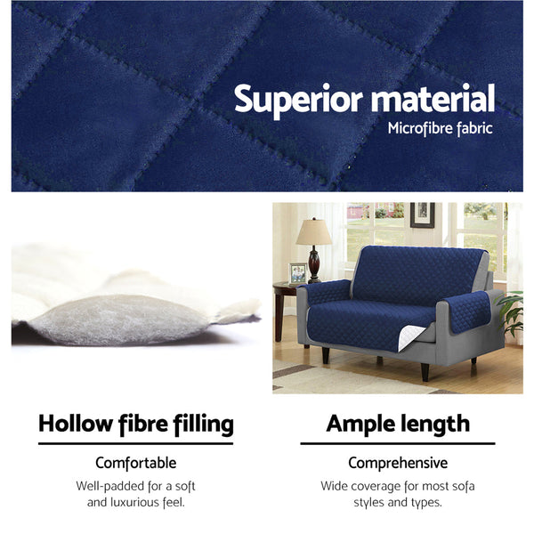 Artiss Sofa Cover Quilted Couch Covers Lounge Protector Slipcovers 3 Seater Navy Artiss