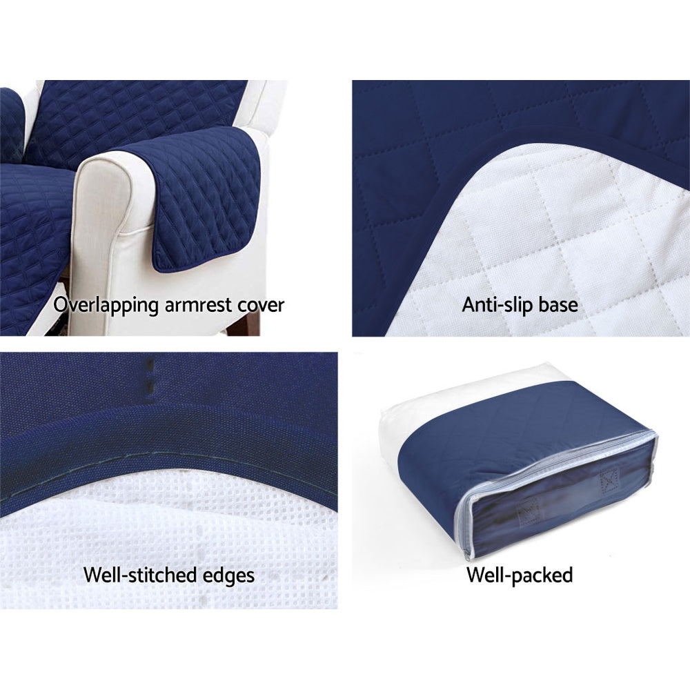 Artiss Sofa Cover Quilted Couch Covers Lounge Protector Slipcovers 3 Seater Navy Artiss