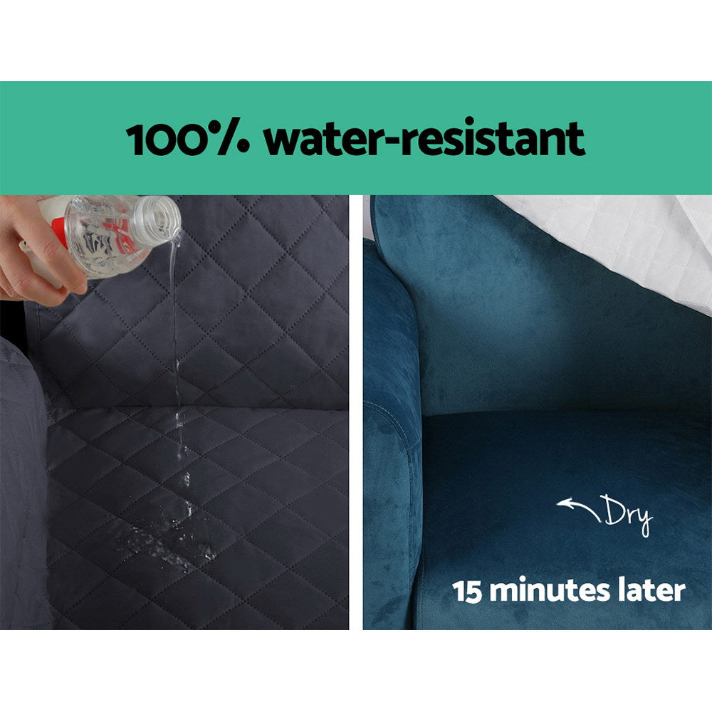 Artiss Sofa Cover Quilted Couch Covers 100% Water Resistant 3 Seater Dark Grey Artiss