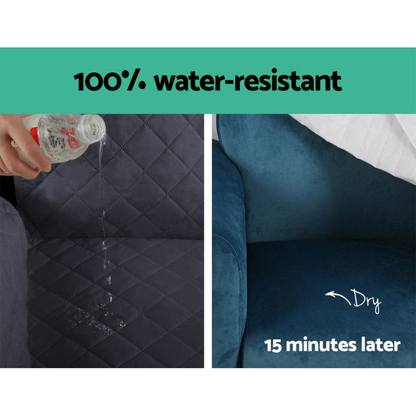 Artiss Sofa Cover Quilted Couch Covers 100% Water Resistant 3 Seater Dark Grey Artiss