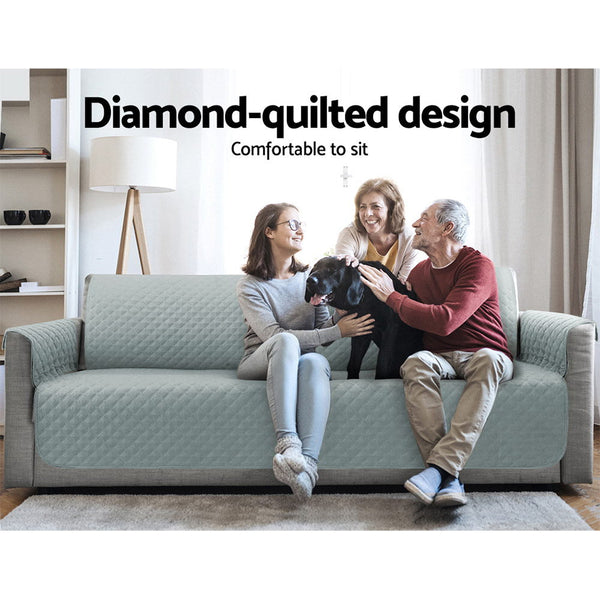 Artiss Sofa Cover Quilted Couch Covers 100% Water Resistant 3 Seater Grey Artiss