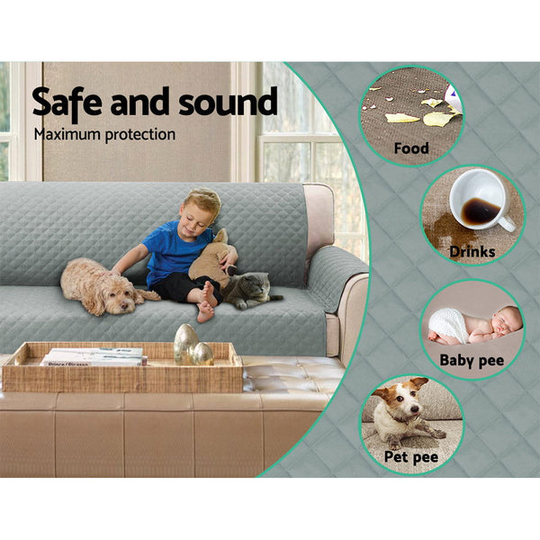 Artiss Sofa Cover Quilted Couch Covers 100% Water Resistant 3 Seater Grey Artiss