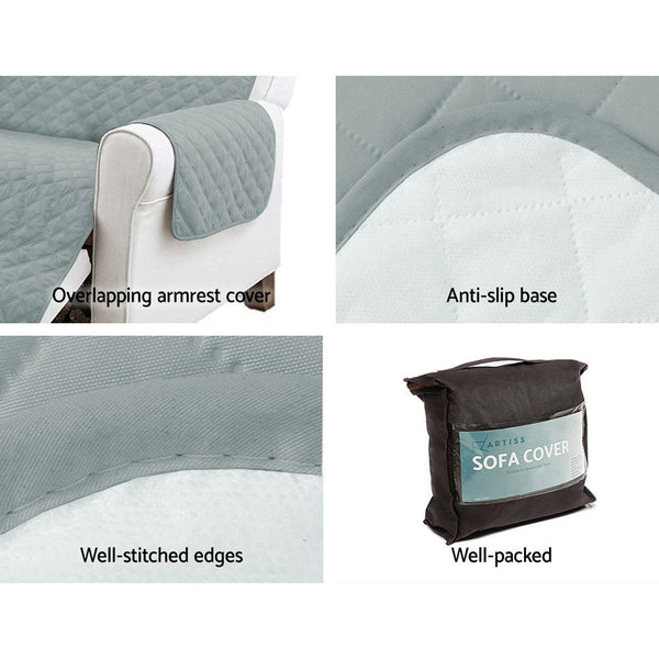 Artiss Sofa Cover Quilted Couch Covers 100% Water Resistant 3 Seater Grey Artiss