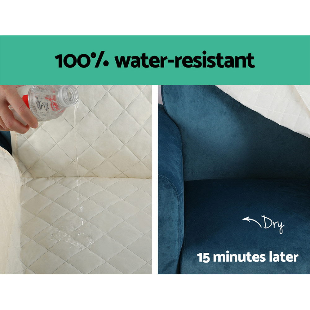 Artiss Sofa Cover Quilted Couch Covers 100% Water Resistant 4 Seater Beige Artiss