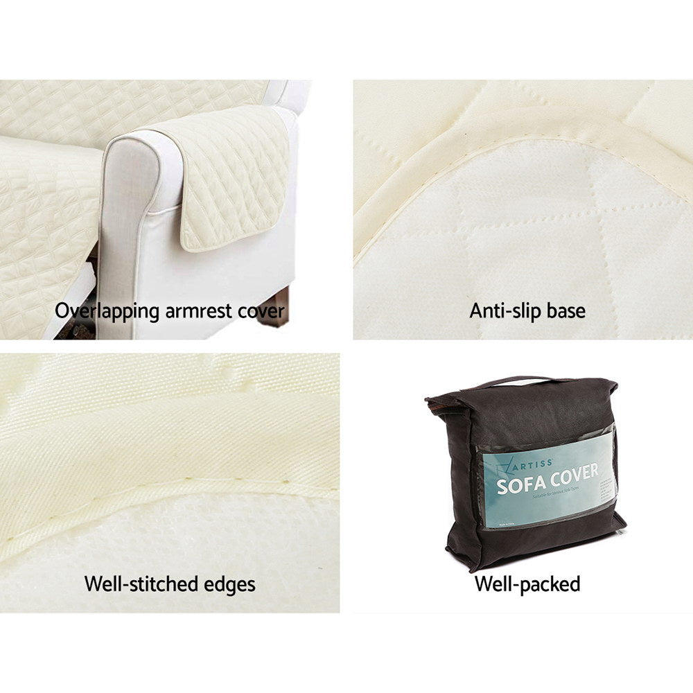 Artiss Sofa Cover Quilted Couch Covers 100% Water Resistant 4 Seater Beige Artiss