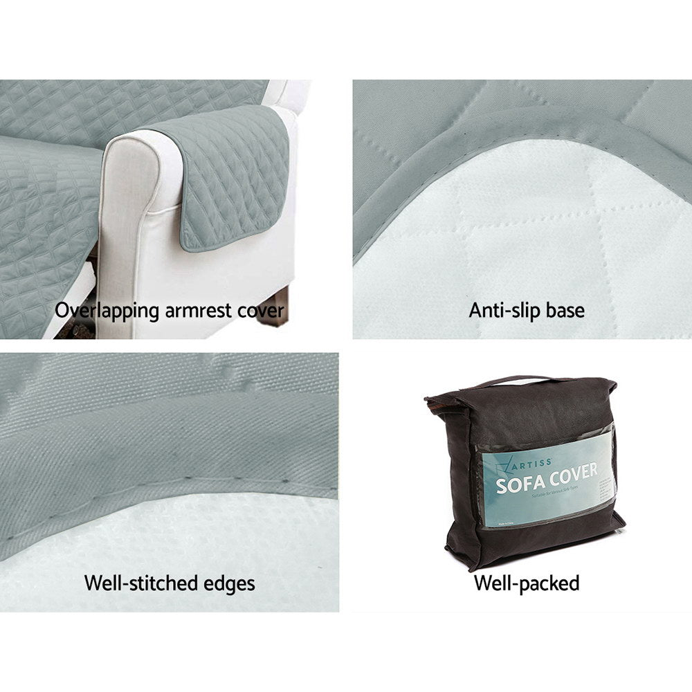 Artiss Sofa Cover Quilted Couch Covers 100% Water Resistant 4 Seater Grey Artiss