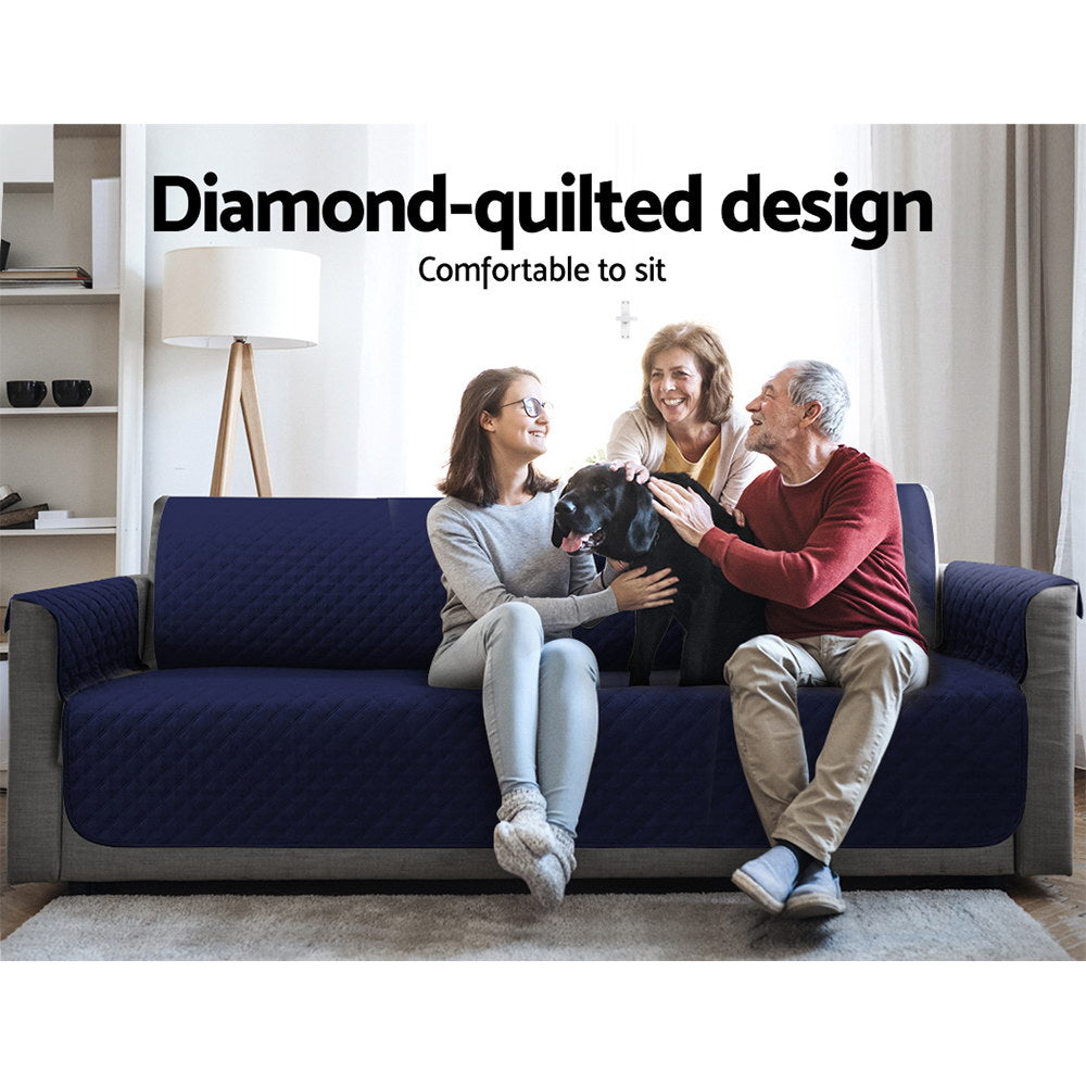 Artiss Sofa Cover Quilted Couch Covers 100% Water Resistant 4 Seater Navy Artiss