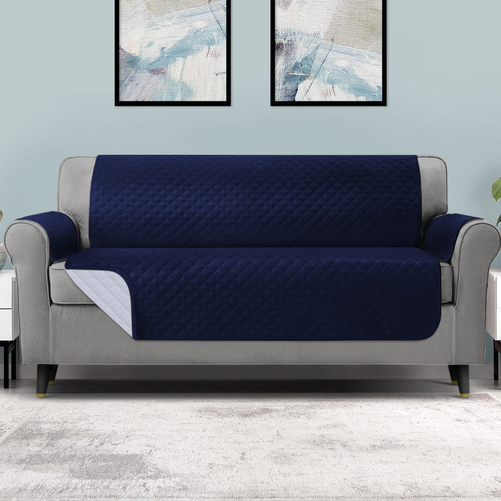 Artiss Sofa Cover Quilted Couch Covers 100% Water Resistant 4 Seater Navy Artiss