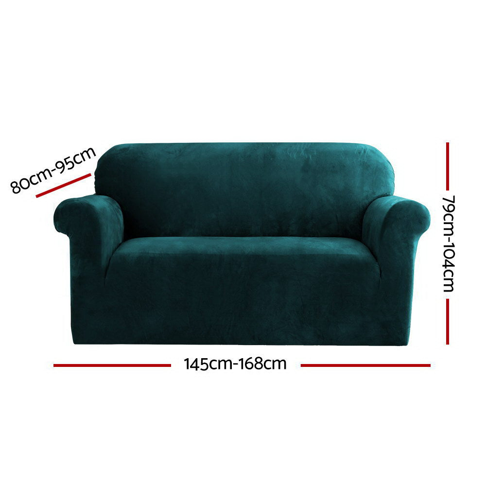 Artiss Velvet Sofa Cover Plush Couch Cover Lounge Slipcover 2 Seater Agate Green Artiss
