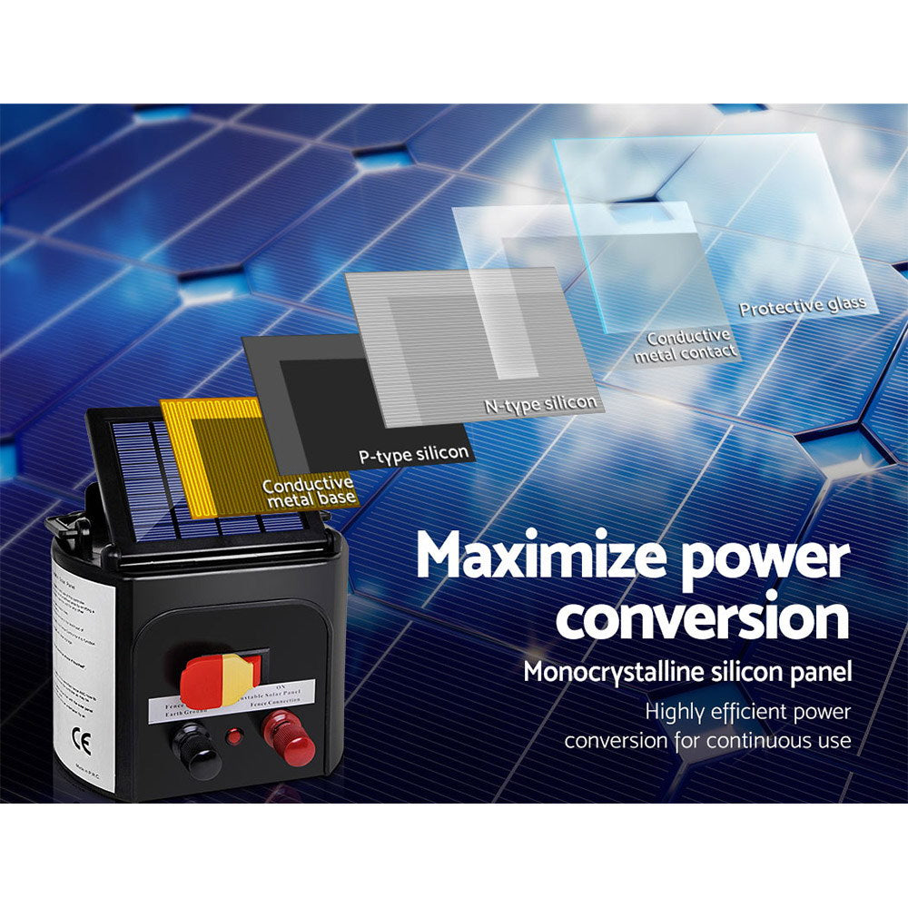 Giantz 3km Solar Electric Fence Charger Energiser Giantz