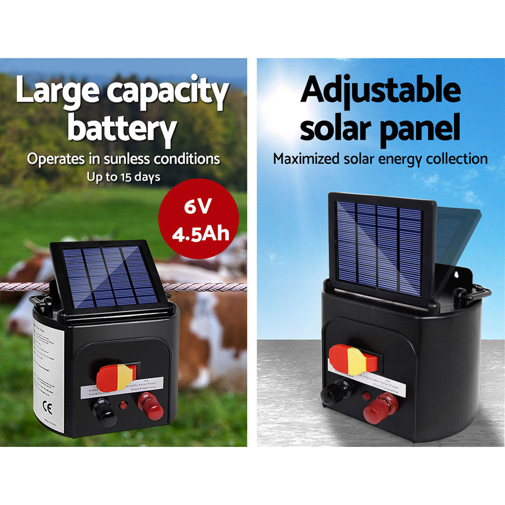 Giantz 3km Solar Electric Fence Charger Energiser Giantz