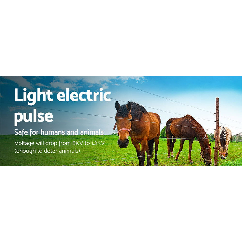 Giantz 3km Solar Electric Fence Charger Energiser Giantz