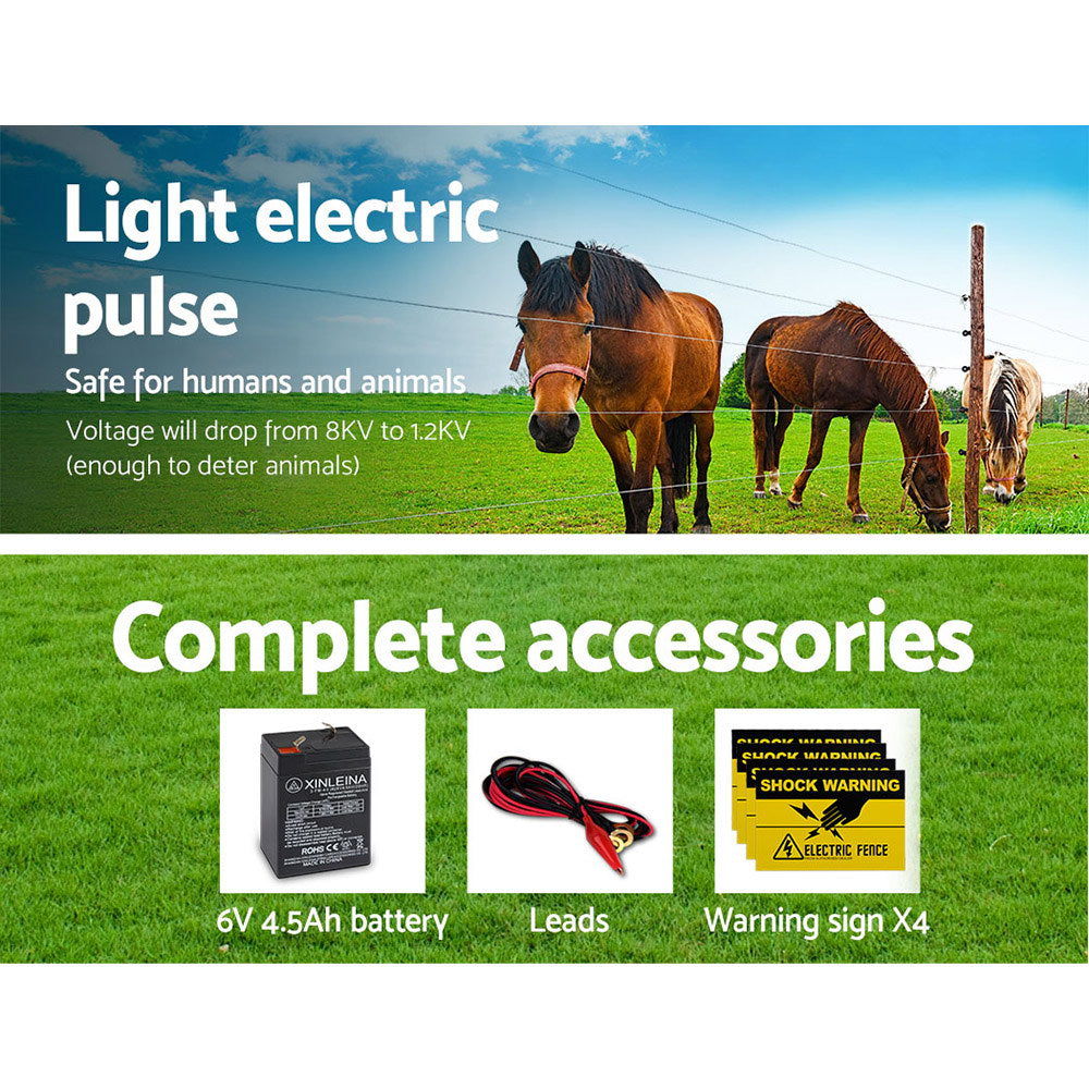 Giantz 5km Solar Electric Fence Charger Energiser Giantz