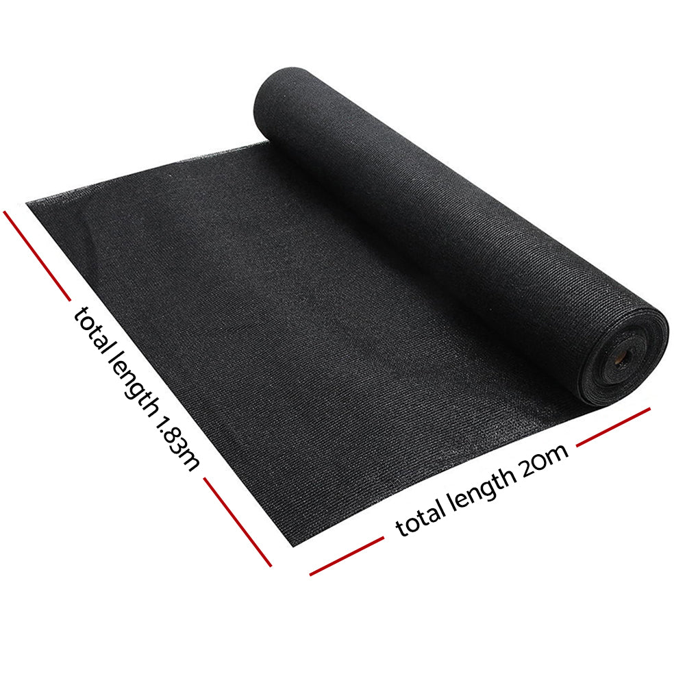 Instahut 50% Sun Shade Cloth Shadecloth Sail Roll Mesh 1.83x20m 100gsm Black Instahut