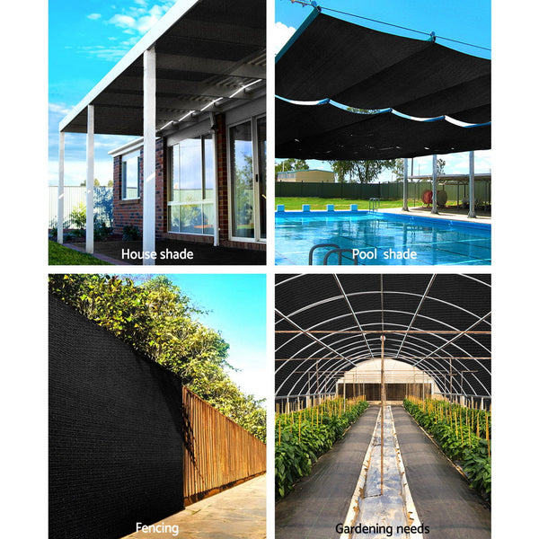 Instahut 50% Sun Shade Cloth Shadecloth Sail Roll Mesh 1.83x20m 100gsm Black Instahut
