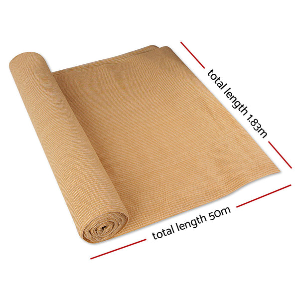 Instahut 70%UV Sun Shade Cloth Shadecloth Sail Roll Mesh Outdoor 1.83x50m Beige Instahut