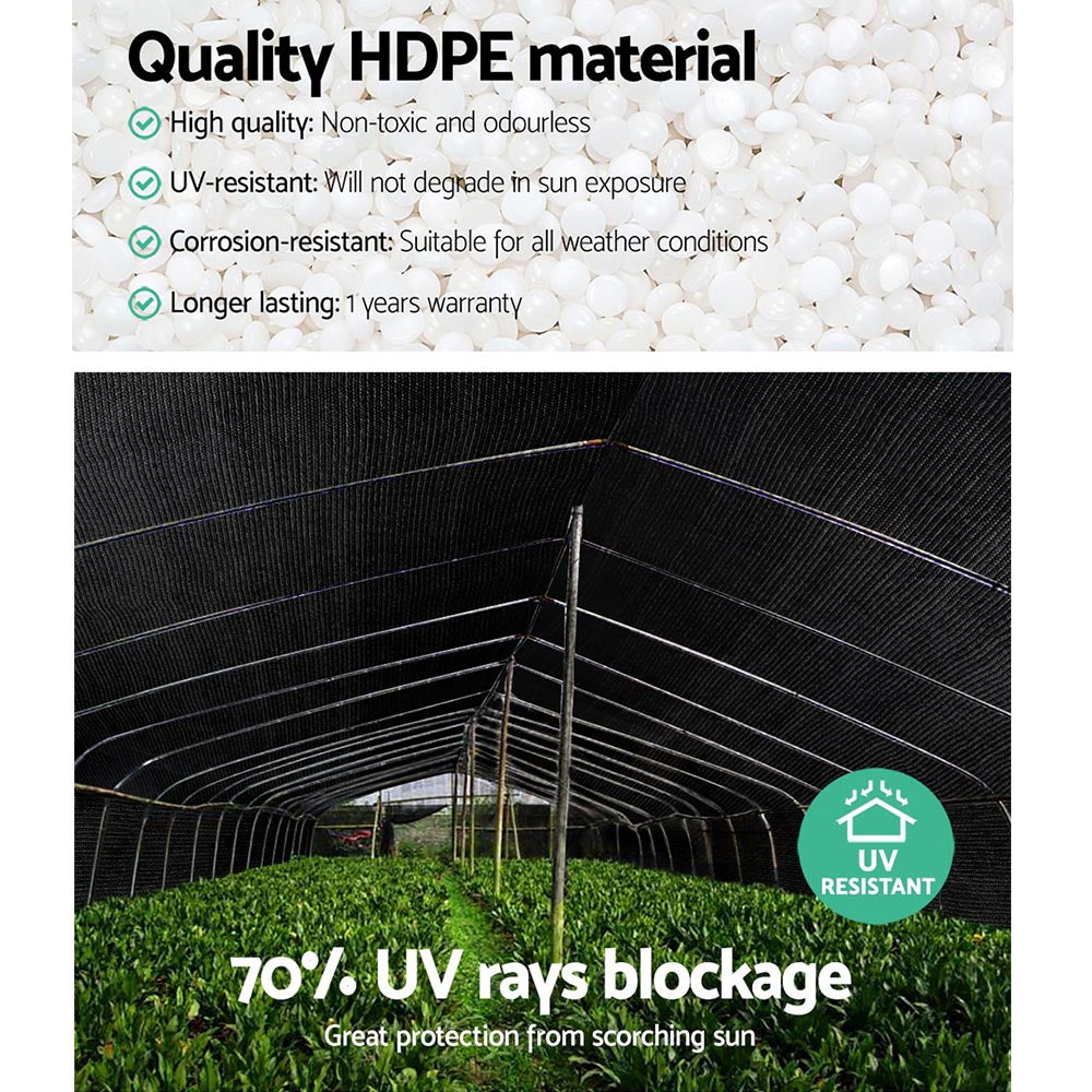 Instahut 70% UV Sun Shade Cloth Shadecloth Sail Roll Mesh Garden Outdoor 1.83x50m Black Instahut