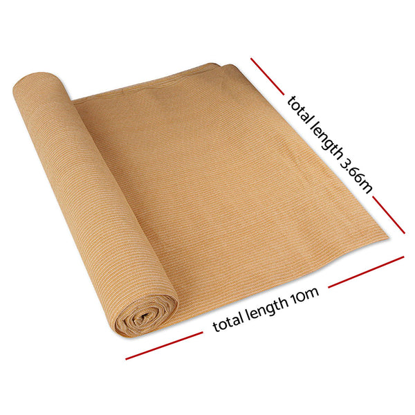 Instahut 3.66 x 10m Shade Sail Cloth - Beige Does not apply