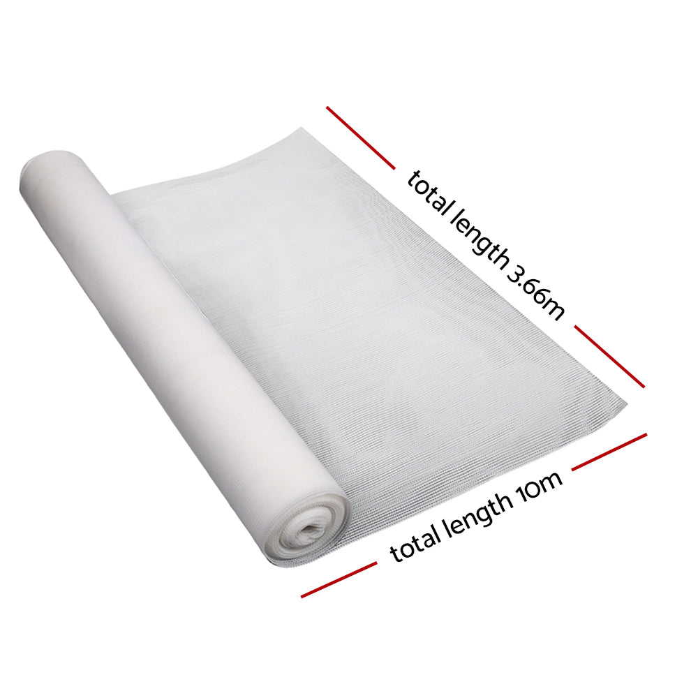 Instahut 3.66x10m 50% UV Shade Cloth Shadecloth Sail Garden Mesh Roll Outdoor White Instahut