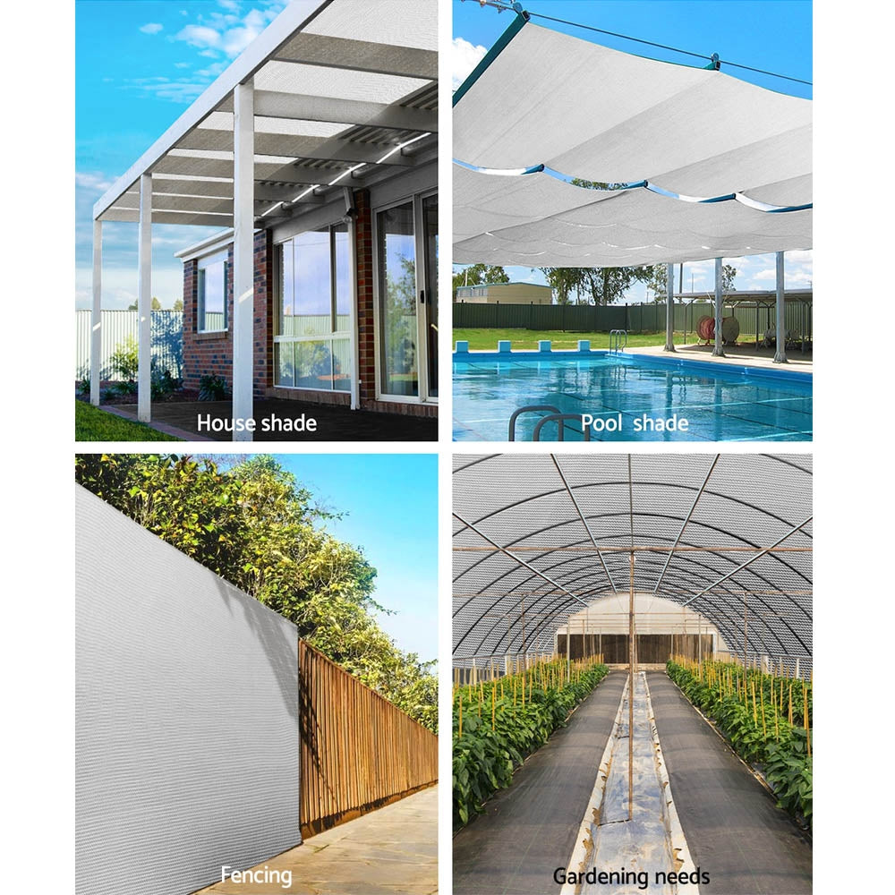 Instahut 3.66x10m 50% UV Shade Cloth Shadecloth Sail Garden Mesh Roll Outdoor White Instahut