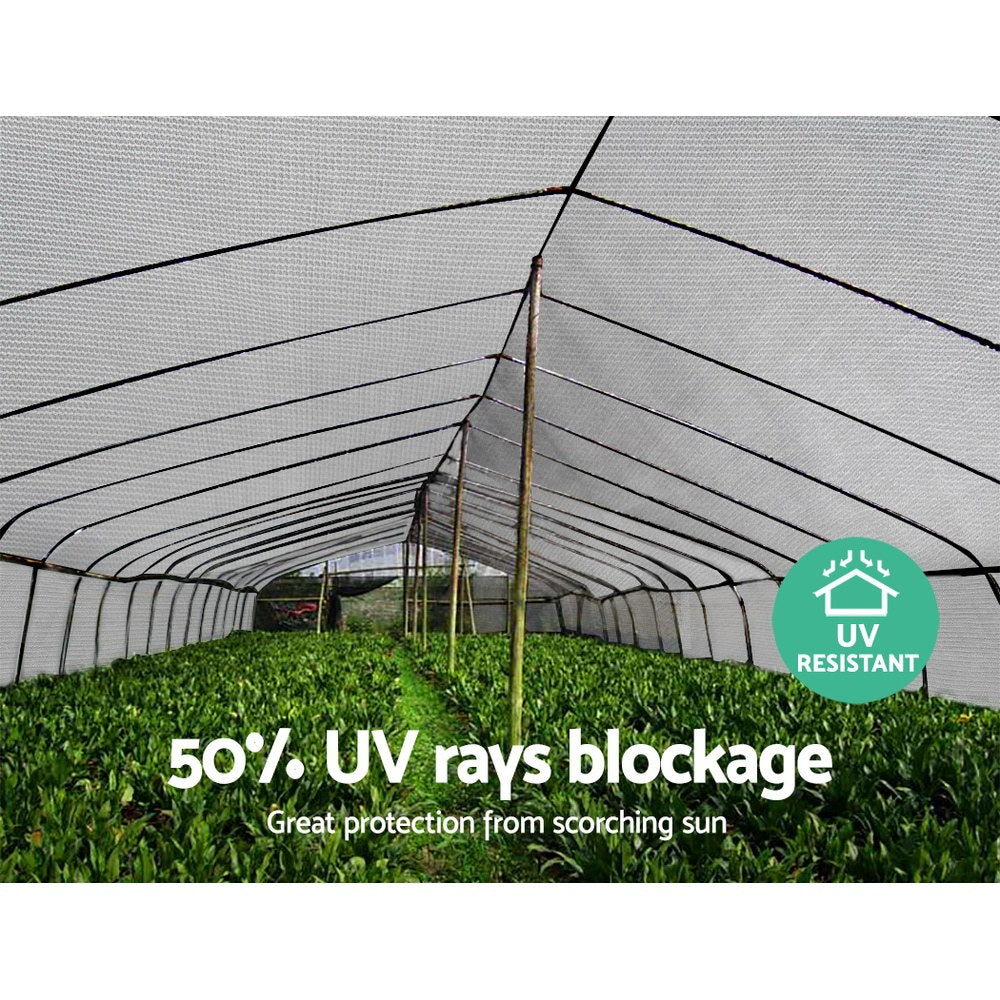 Instahut 3.66x10m 50% UV Shade Cloth Shadecloth Sail Garden Mesh Roll Outdoor White Instahut